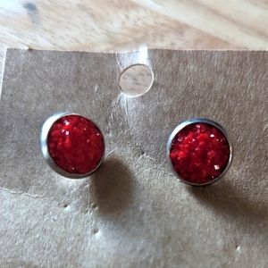 Red sparkle stud earrings